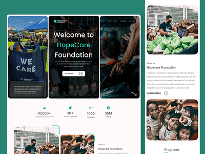 Hopecare Charity Foundation charity design designforgood donations landingpage ui ux