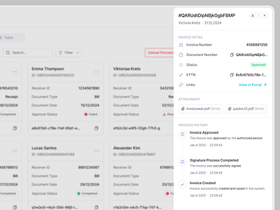 Invoice detail drawer clean design dashboard design detail detail drawer drawer invoice invoice detail minimalist ui ux web design website