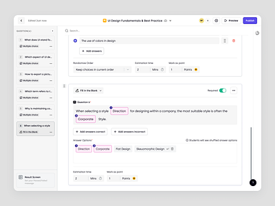 Trenning - Fill in the Blank Quiz Questions in a SaaS LMS course education education platform fill in the blank learner learning management system learning material learning path lms product design quizz saas saas design student team training ui ux web app web design