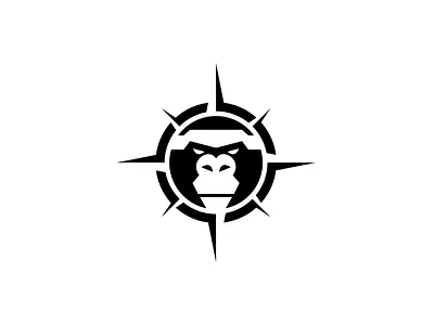 Compass Gorilla Logo abstract abstrak logo adventure ape logo compass logo design design logo gorilla logo illustration logo logo company logo modern minimalist logo modern logo monkey logo simple logo traveling ui unique logo