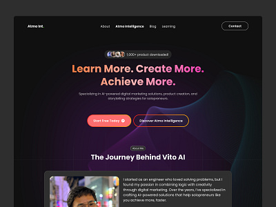 Personal Website for Vito Atmo framer hero design landing page marketer marketing minimalist ui design ui ux design web design website website design