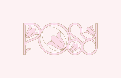 Posy Wordmark Exploration art nouveau branding fashion feminine floral groovy lettering logo paris pink posy wordmark