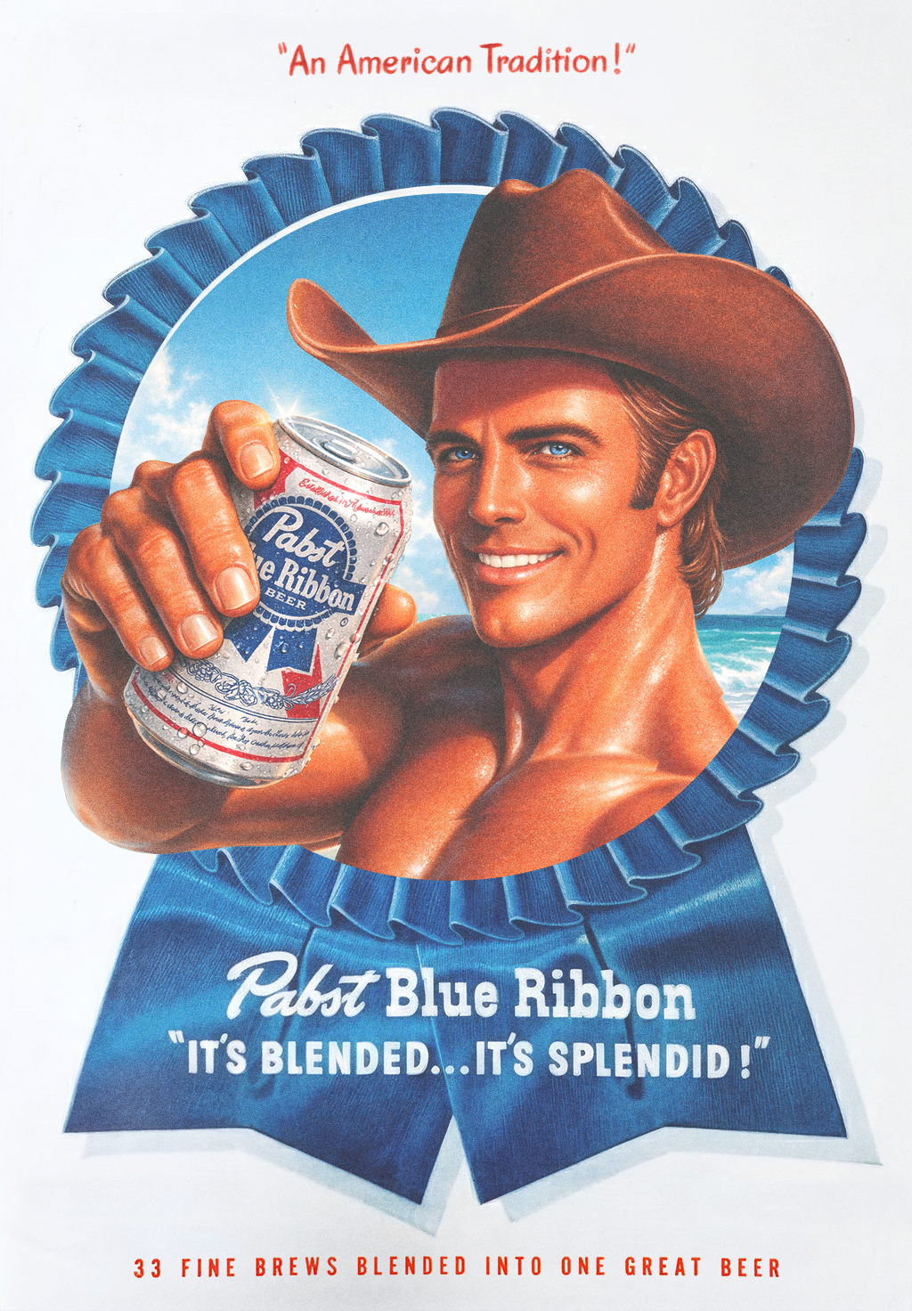 Pabst Blue Ribbon - Airbrush advertising airbrush artdirection beer cowboy illustration pabst poster