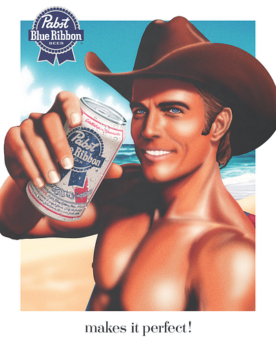 Pabst Blue Ribbon - Airbrush advertising airbrush artdirection beer cowboy illustration pabst poster