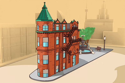 Toronto Flatiron Building 3d 3d illustration blender blender3d canada design geometrynodes grease pencil ill toronto