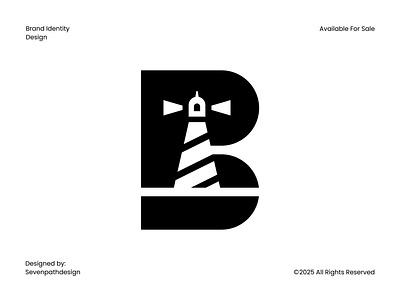 B Lighthouse Logo b b initial b logo b monogram branding building business graphic design letter b lighthouse logo modern ocean sea simple tower