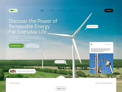 Natugreen - Renewable Energy Company Website bio energy clean design eco eco friendly energy green landing page nature power renewable renewable energy solar energy turbine power ui ui ux ux web design website wind turbine