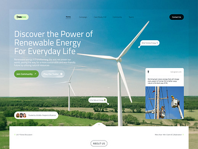 Natugreen - Renewable Energy Company Website bio energy clean design eco eco friendly energy green landing page nature power renewable renewable energy solar energy turbine power ui ui ux ux web design website wind turbine