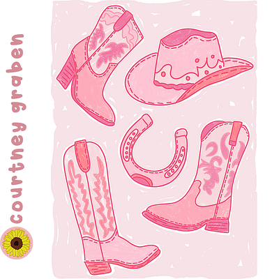 Pink Cowgirl Illustration by Courtney Graben design digital art illustration illustrator surface design