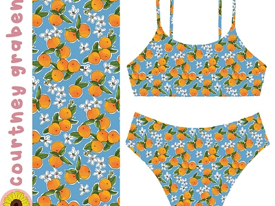 Oranges Surface Pattern Design by Courtney Graben art design digital art illustration pattern surface design surface pattern design