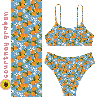 Oranges Surface Pattern Design by Courtney Graben art design digital art illustration pattern surface design surface pattern design