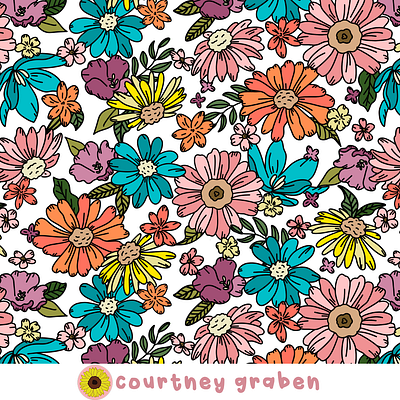 Floral Surface Pattern Design / Illustration by Courtney Graben art design digital art illustration pattern surface design surface pattern design