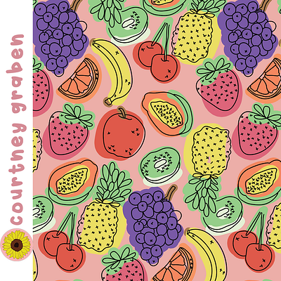 Fruit Surface Pattern Design by Courtney Graben art design digital art illustration pattern surface design surface pattern design