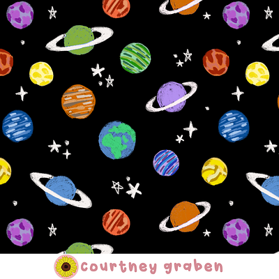 Kid's Space Surface Pattern Design by Courtney Graben art design digital art illustration pattern surface design surface pattern design