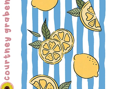 Lemons Illustration by Courtney Graben art design digital art illustration pattern surface design surface pattern design