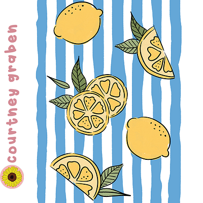 Lemons Illustration by Courtney Graben art design digital art illustration pattern surface design surface pattern design