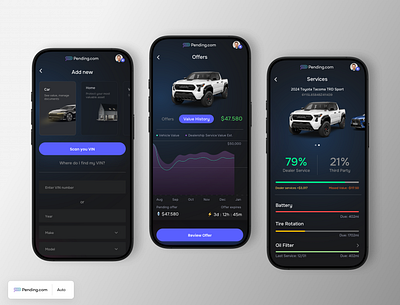 App Design for Pending.com: Simplifying Vehicle Management with ai appdesign appui automotivetech designdirection digitalrecord innovativedesign mobileapp pendingcom productdesign techdesign uiux userexperience uxdesign vehiclemanagement