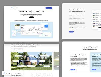 Marketing Site: AI-Powered Real Estate Transactions advertisingdesign ai branding creativedirection designcollateral digitalmarketing marketingdesign pendingcom productmarketing realestatemarketing realestatetech uiux userexperience uxdesign