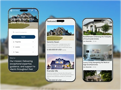 Mobile Web Design - Vista Realty branding cottage design figma house house rent ui ux uxui villa website