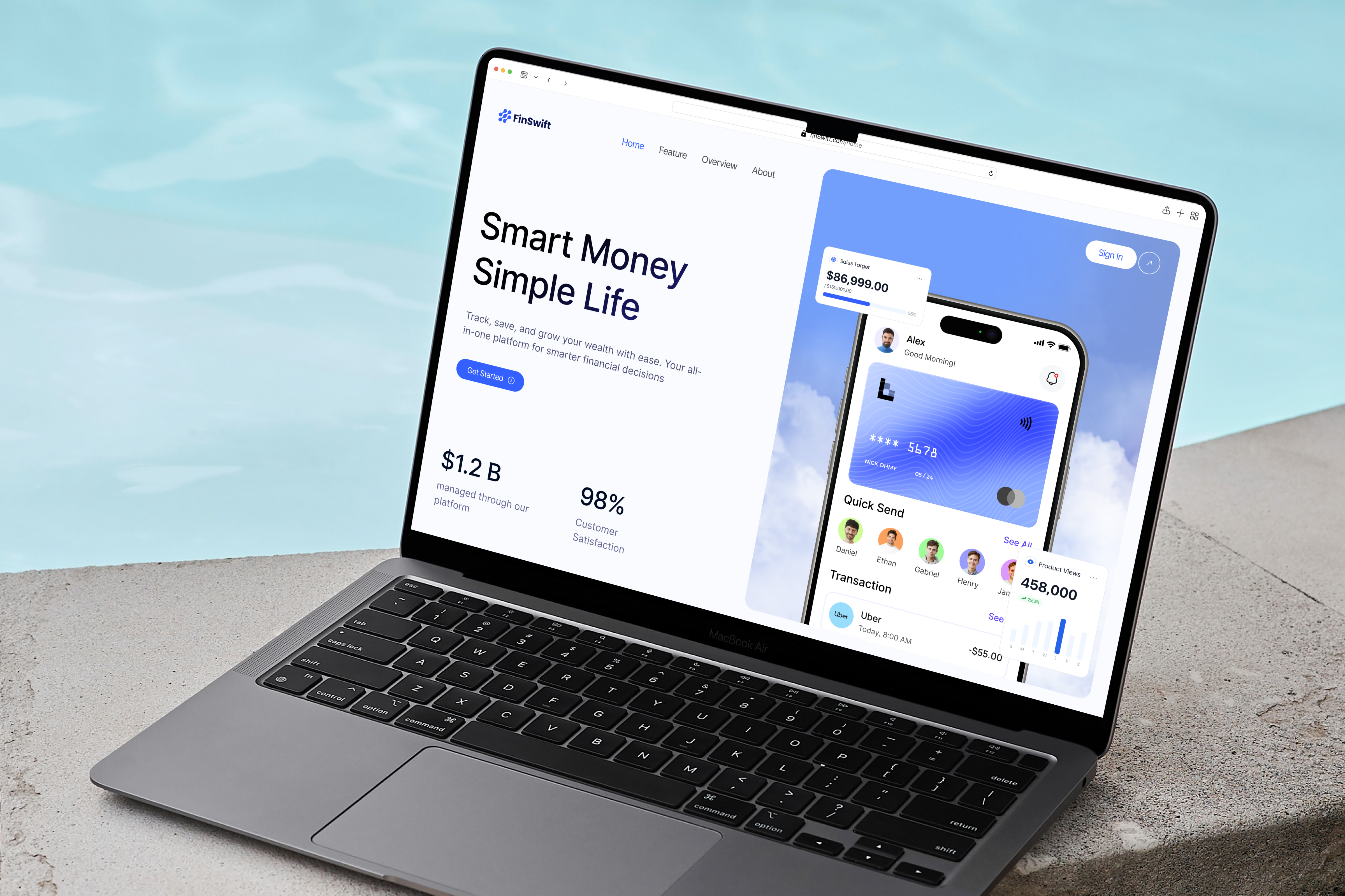 FinSwift Transaction Simplification Design by Orbix Studio design fintech graphic design investment landing page landing page design money management money transfer orbix studio product design responsive design smartinvesting tracking transaction ui ux wallet web design website website design