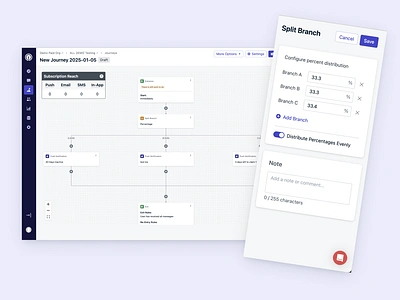 Multi-Split Branching for Journeys design journeys ui ux