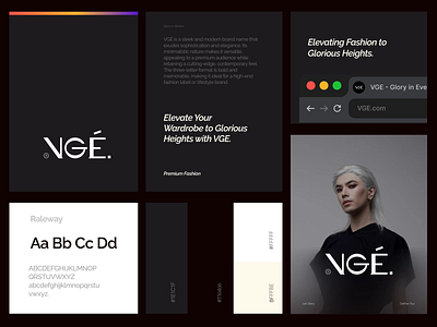 VGE - luxury fashion brand | Visual Identity bento grid black black and white brand branding branding guideline design elegance fashion glory graphic design lifestyle logo logotype luxury minimalist premium vague vector visual identity