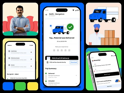 Wheelseye | Truck Freight app app design character design design system frieght graphic graphic design illustration load mobile styleguide truck ui vector