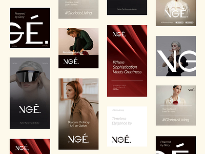 VGE - luxury fashion brand | Social Media bento grid black black and white brand branding branding guideline design elegance fashion feeds glory graphic design lifestyle logo minimalist poster premium social media vague visual identity