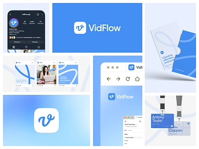 VidFlow Brand Guidelines blue color brand brand identity branding clean design graphic design guideliness logo logo concept logotype media minimalist modern v logo video wordmark