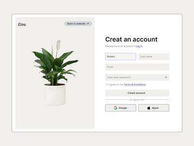 Creat I Sign in Design 2025 agency create account design system dribbble hit illustration landing page layout linu modern design new newworthy plant sign in sign up top design top design dribbble ui ux visual web design