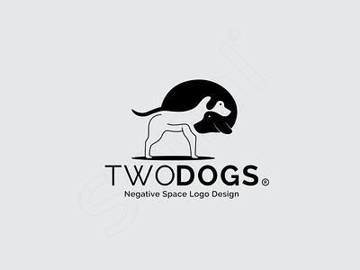 TwoDogs Logo dog logo logo design negative space logo