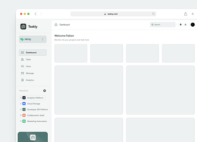 Taskly - Sidebar dashboard minimal product design sidebar uiux web