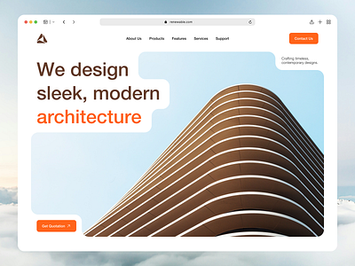 Modern landing page for architectural business architectural business clean aesthetic landing page minimal design ui