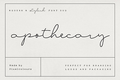 Apothecary Script Font Duo apothecary apothecary script botanical botanical elements botanical font editorial design feminine feminine font flowing font flowy flowy script font and logos label design label font logo packaging design packaging font romantic font script font thin font