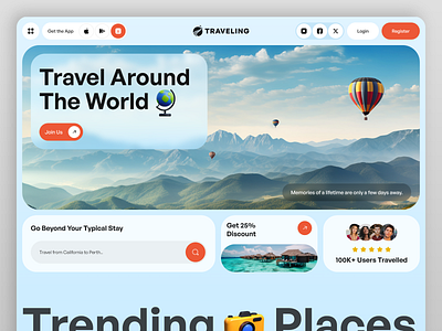 Travel Around The World ✈️ destination flight graphic design home page hotel illustration journey landing page minimalist online booking tourism travel agency travel website traveling ui ux web web design website