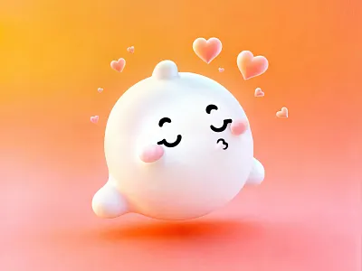 Phanto👻: Spreading kisses & Sparkles💋 3d branding cute design ghost graphic design heart kiss love mascot phanto