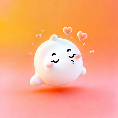 Phanto👻: Spreading kisses & Sparkles💋 3d branding cute design ghost graphic design mascot