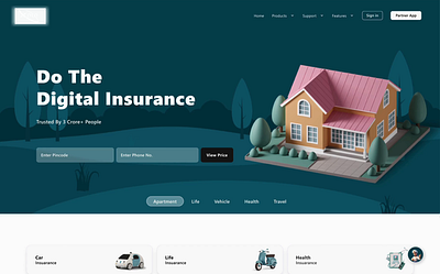 Digital Insurance Landing page digital insurance ui figma animation hero section home insurance homepage ui insurance landing page animation landing page ui latest ui ui design ui ux vibrant design website animation website design