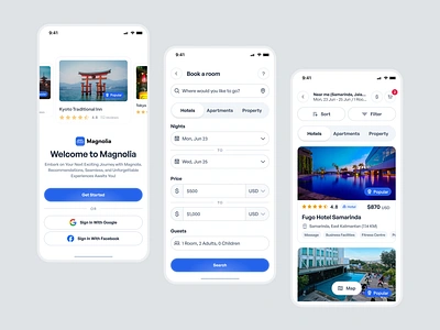 Travel Booking App - UI Exploration app blue design minimalist mobile mobile design project travel ui ux