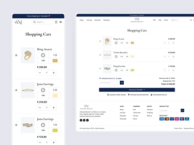 Jewelery — Shopping Cart page cart cart design checkout checkout form checkout page clean design ecommerce jewelery payment method product design shopping cart ui ux webb app website