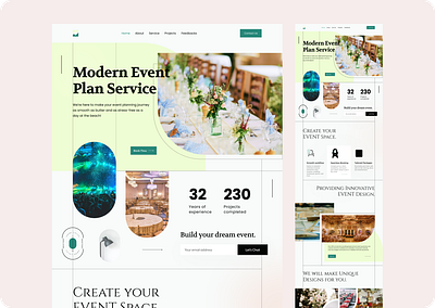 Event Planning - Landing Page branding design event figma interface logo party planning ui uidesign ux web webdesign website wedding