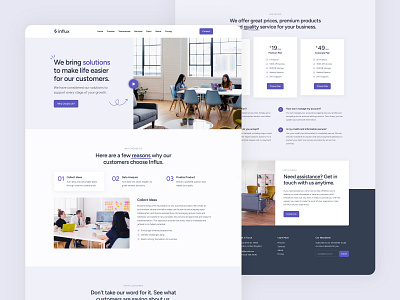 Influx — Business Landing Page Template agency business colorful design framer one page onepage pricing template web design