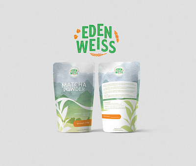 Matcha Powder Bag Packaging bag packaging branding design graphic design green design green matcha illustration label label packaging matcha matcha powder packaging design typography vector