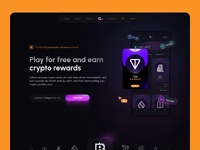 Fintech Lading Page card crypto fintech hero section home page landing page nft startup web design website