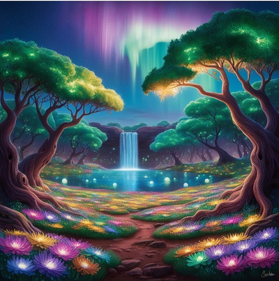 Celestial Oasis art background colours design digital art drawing graphic design painting scenery wall paper