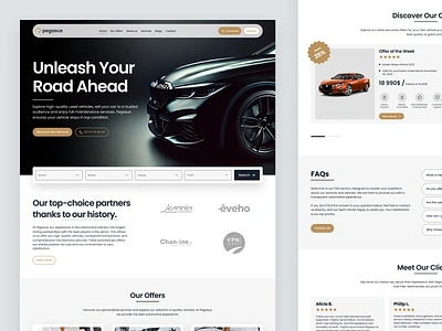 Pegasus Landing Page automobile car booking cars interface interface design landing page premium cars startup ui design ui visual design uiui user experience ux design vehicles web design website