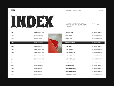 Steels - Minimalist Index Page for Steel Chair Collection design ecommerce furnitureshop layout minimalistdesign productlisting typography ui uiux webdesign