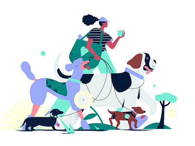 Pack leader 🐾🐩🦮 character characterdesign design dogs fetch illustra illustration leader pack poodle sun wiener