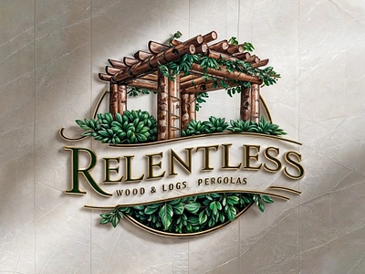 Relentless | Wood & Logs Pergolas Logo Design brand branding design graphic design icon identity logo pergolas wood logs