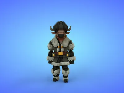 Bison Warrior Voxel Character - 3D Lowpoly Fantasy Creature 3d 3d character 3d model bison bull cartoon fantasy game asset godot humanoid isometric lowpoly magicavoxel stylized thesandboxgame unity3d unrealengine voxedit voxel art